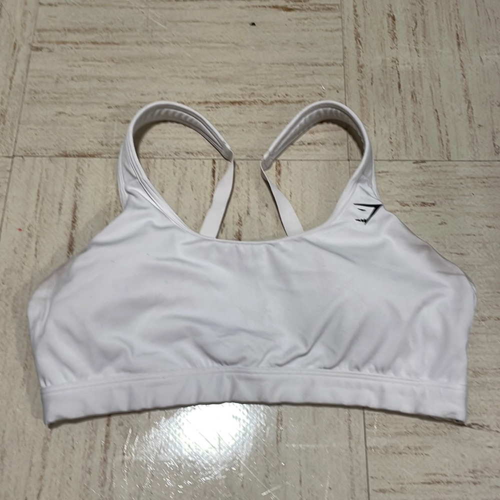 GYMSHARK sports bra, white, women’s M
